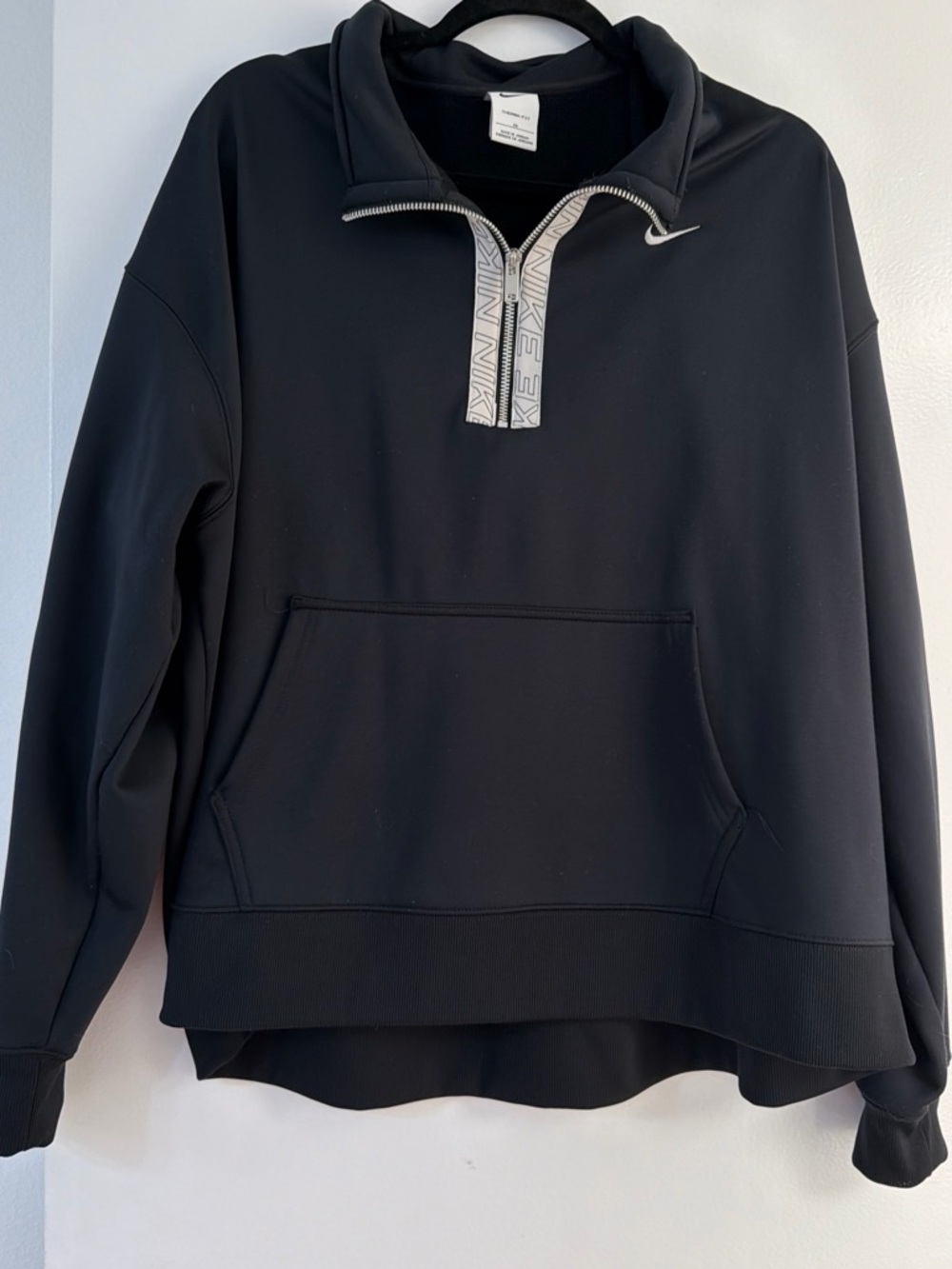 Nike Men’s Black Zip-Front Pullover Sweater with Reflective Trim